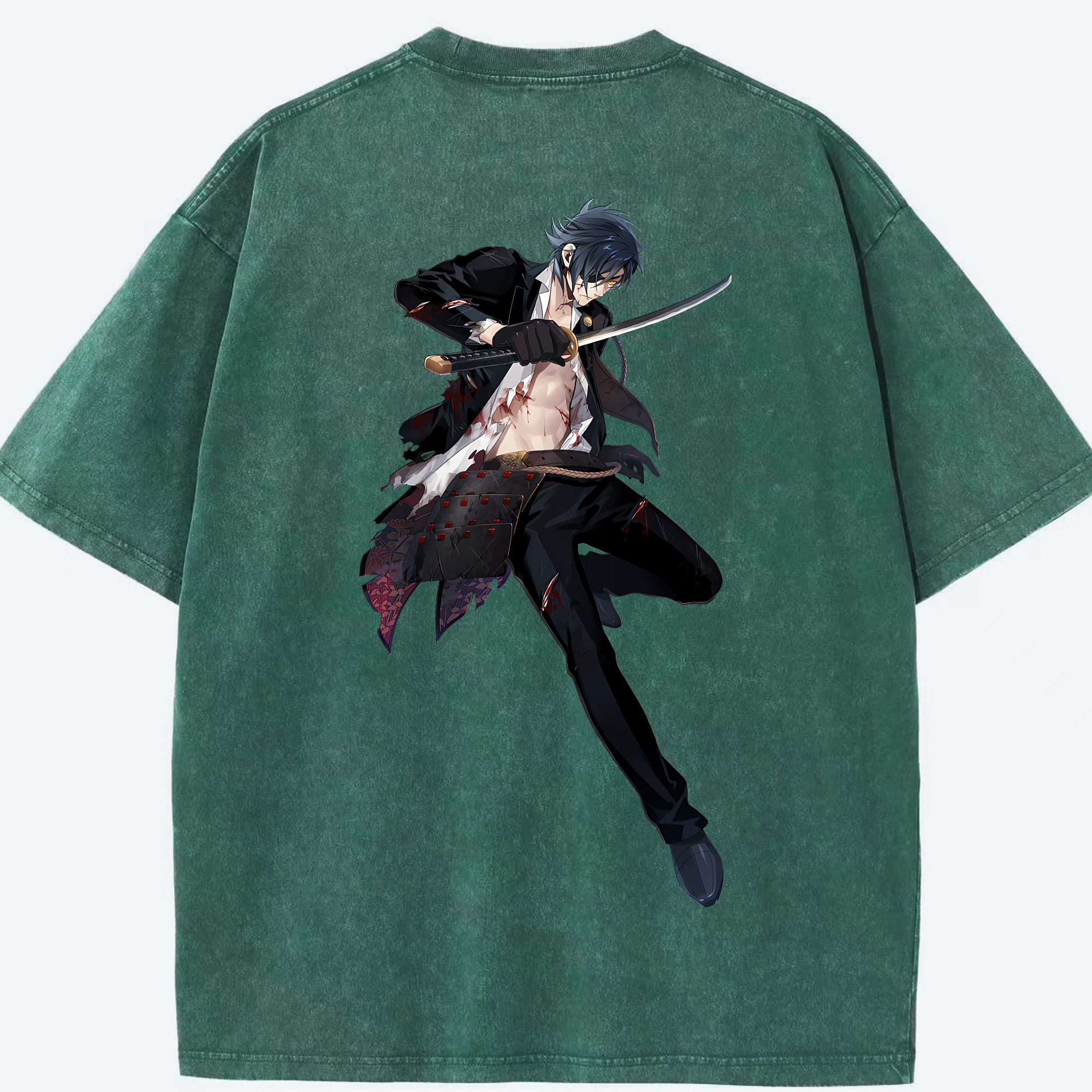 （画像用） 刀剣乱舞 Touken Ranbu 綿100% ヴィンテージ風 半袖Tシャツ（背面プリント）